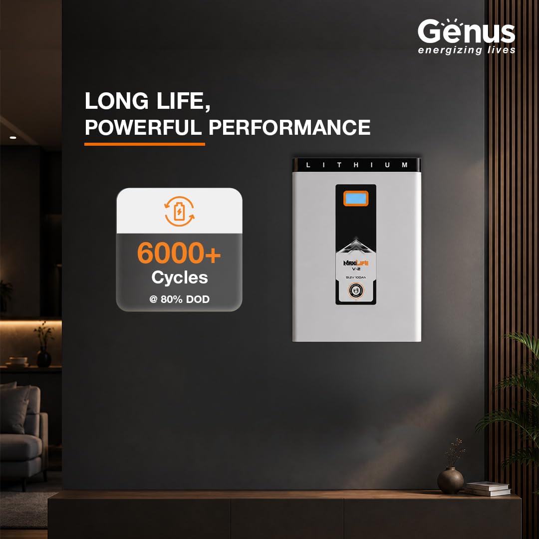 Genus MaxiLife V2 51.2V 100Ah Li-ion 5Y Warranty Inverter Battery for Home