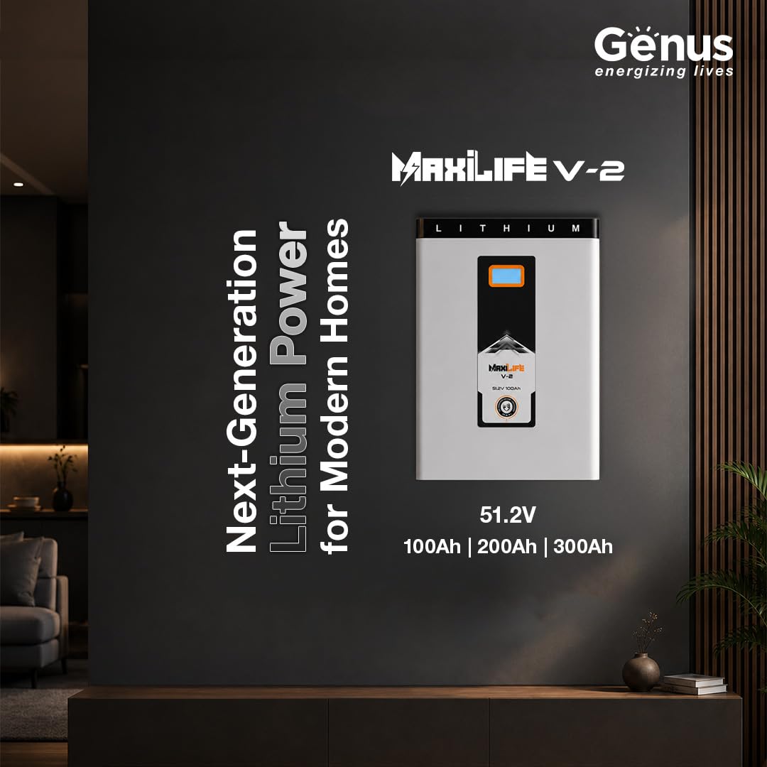 Genus MaxiLife V2 51.2V 100Ah Li-ion 5Y Warranty Inverter Battery for Home
