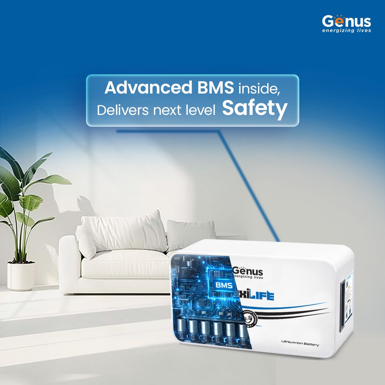 Genus MaxiLife Lithium-Ion 25.6V 100Ah LiFePO4 Inverter Battery for Home