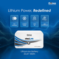 Genus MaxiLife Lithium-Ion 25.6V 100Ah LiFePO4 Inverter Battery for Home