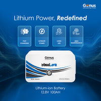 MaxiLife Lithium-Ion 100Ah / 1280Wh 12.8V LiFePO4 Inverter Battery with 12 Years Battery Life for Home & Office with 5 Years Full Warranty
