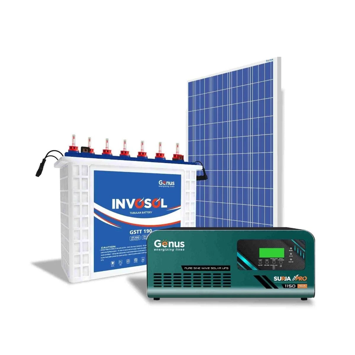 Buy Genus solar combo with solar inverter, solar panel and battery ...